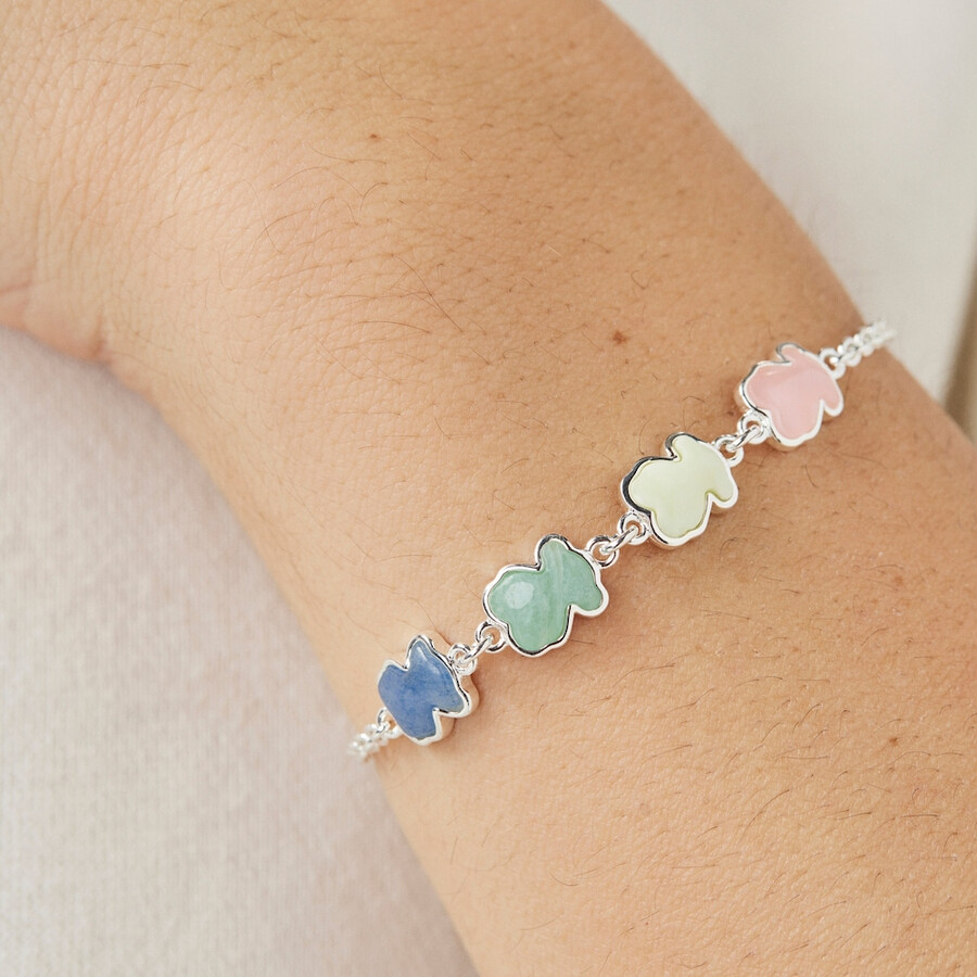 bracciale in argento con gemme di nuovo colore