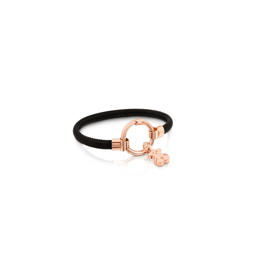 bracciale tous hold in argento vermeil rosa medio e acciaio ip nero