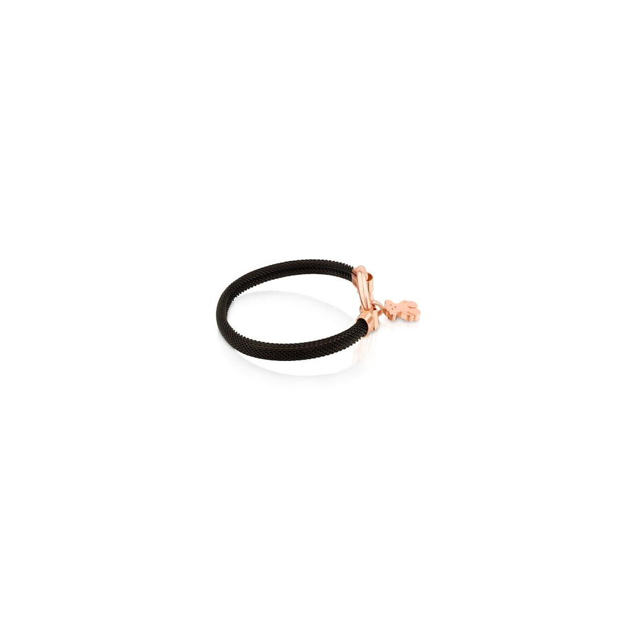 bracciale tous hold in argento vermeil rosa medio e acciaio ip nero