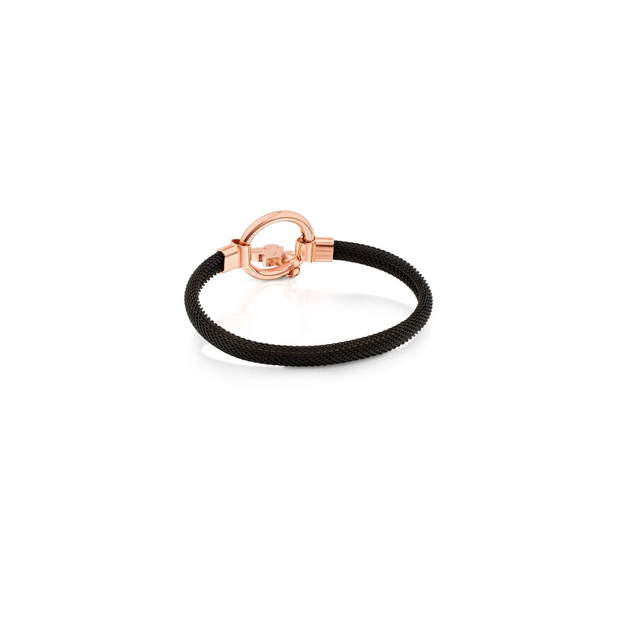 bracciale tous hold in argento vermeil rosa medio e acciaio ip nero