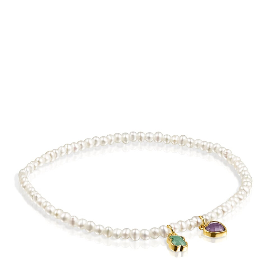 bracciale glory in argento vermeil e perle con amazzonite e ametista