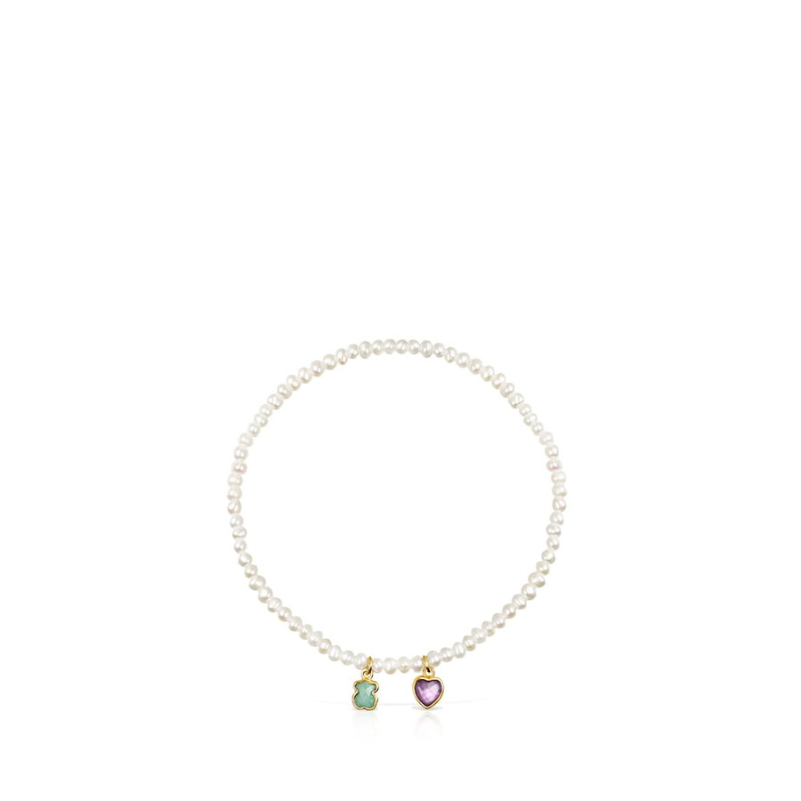 bracciale glory in argento vermeil e perle con amazzonite e ametista