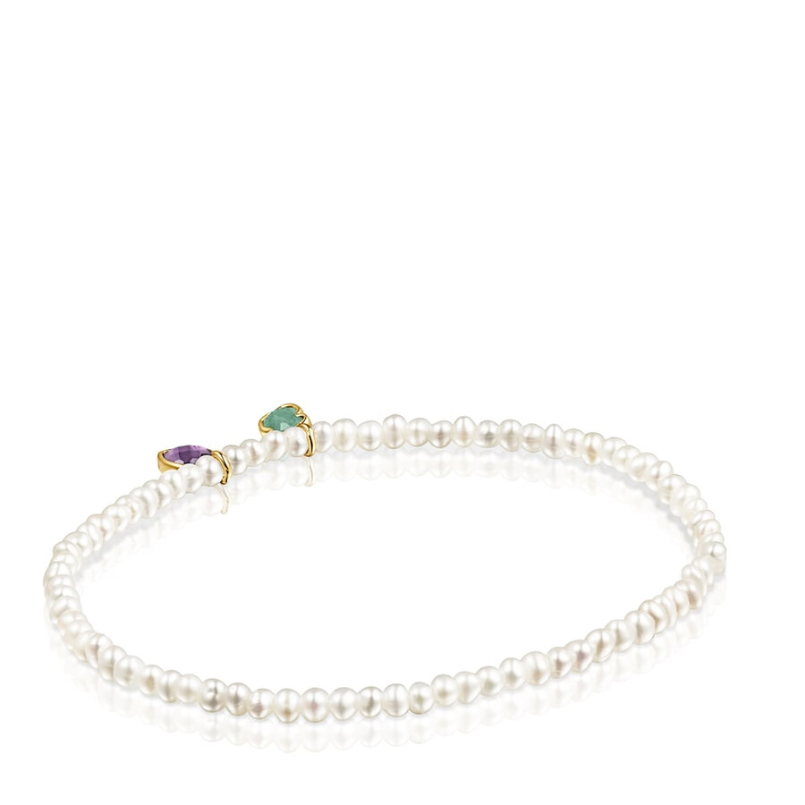 bracciale glory in argento vermeil e perle con amazzonite e ametista