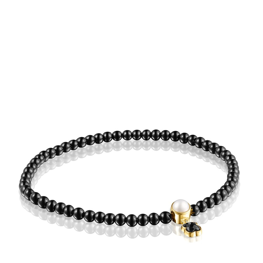 bracciale glory in onice e argento vermeil con perla
