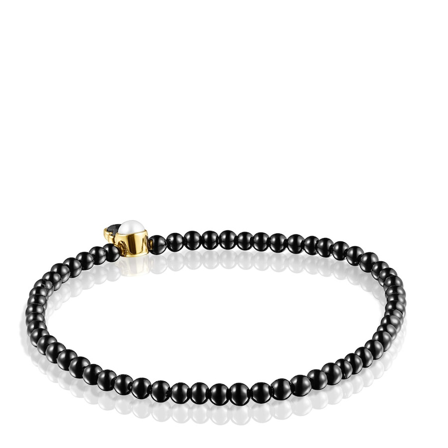 bracciale glory in onice e argento vermeil con perla