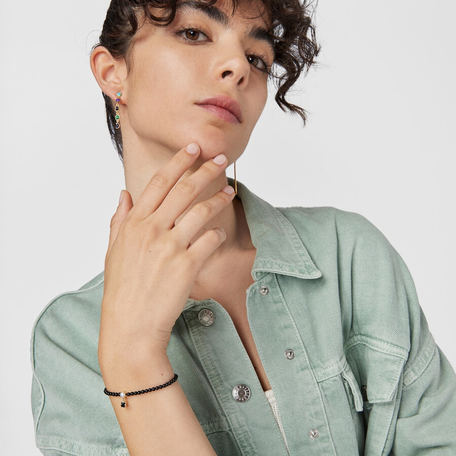 bracciale glory in onice e argento vermeil con perla
