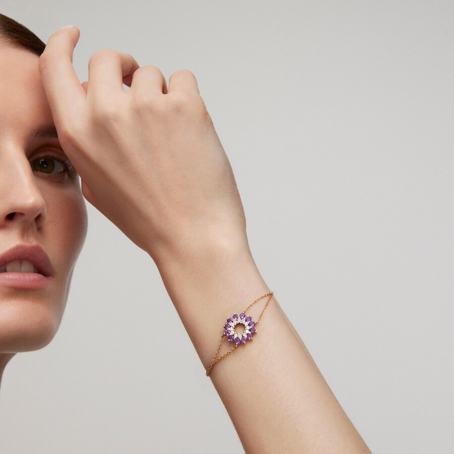 bracciale in oro con diamanti e ametista tous atelier