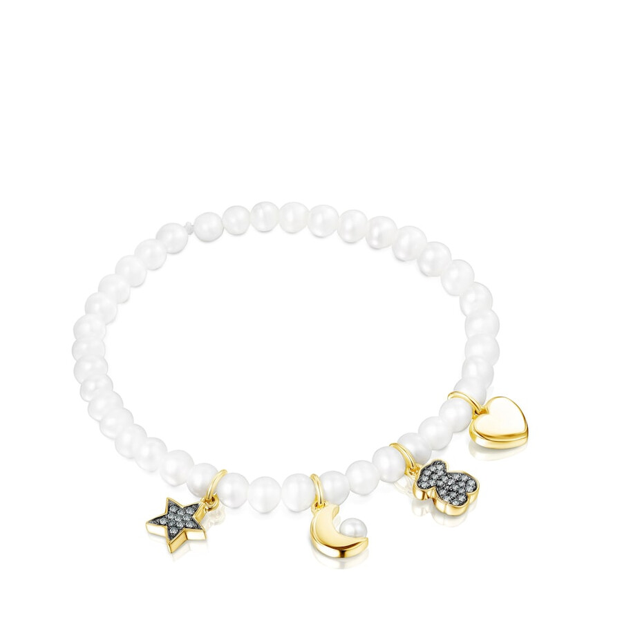 bracciale di perle nocturne con argento vermeil e diamanti
