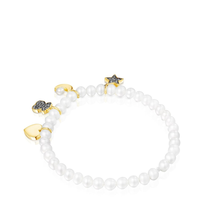 bracciale di perle nocturne con argento vermeil e diamanti