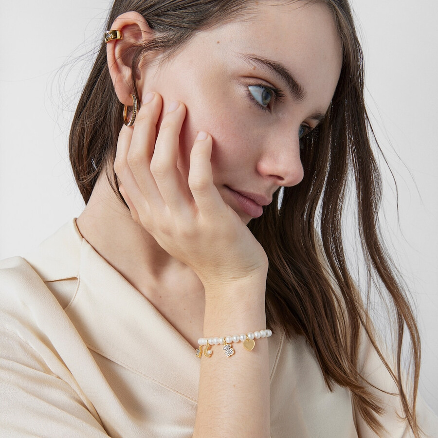 bracciale di perle nocturne con argento vermeil e diamanti