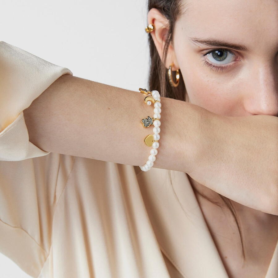 bracciale di perle nocturne con argento vermeil e diamanti