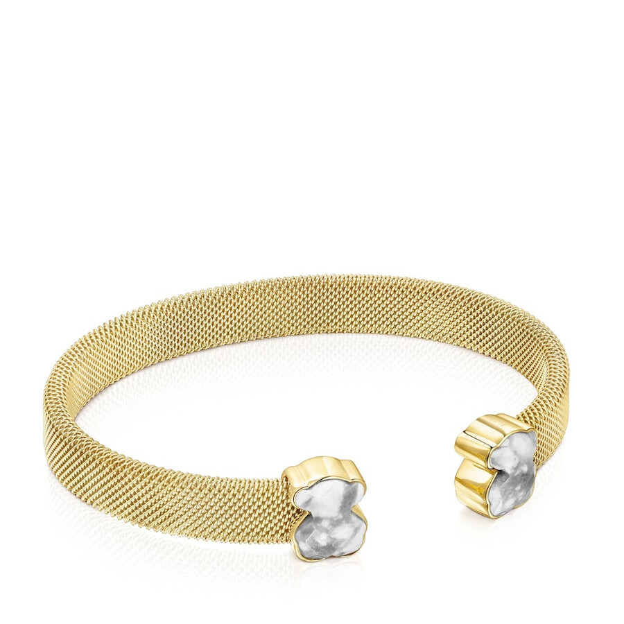 bracciale in maglia di acciaio ip color oro con howlite