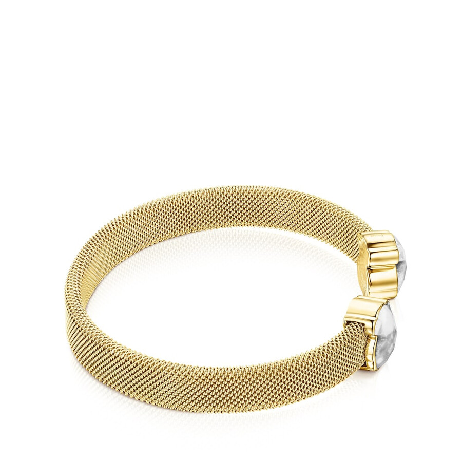 bracciale in maglia di acciaio ip color oro con howlite