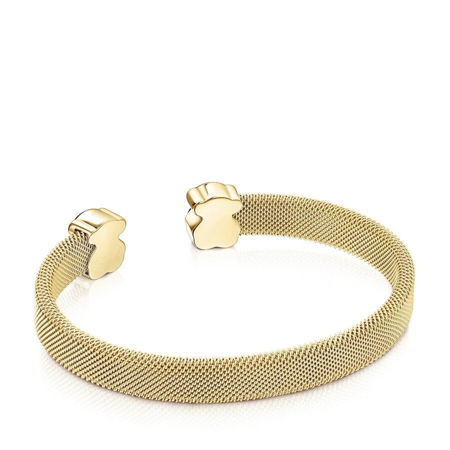 bracciale in maglia di acciaio ip color oro con malachite
