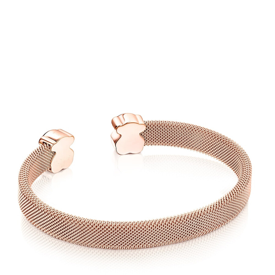 bracciale in maglia di acciaio ip rosa con onice