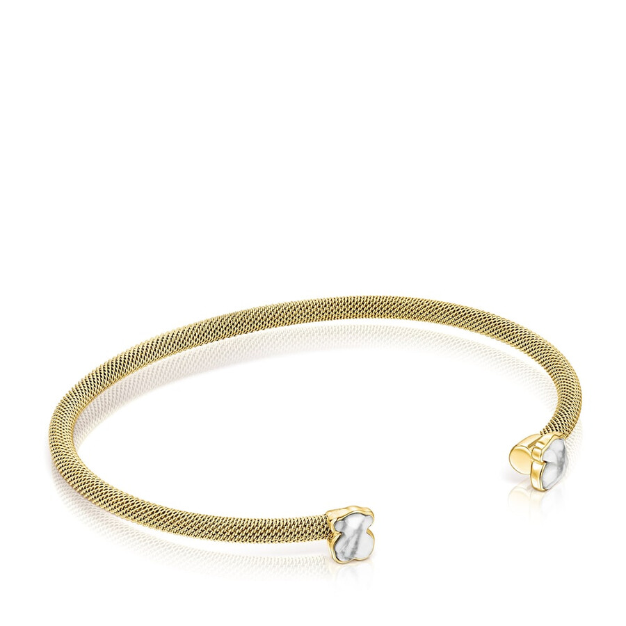 bracciale in maglia di acciaio ip color oro con howlite