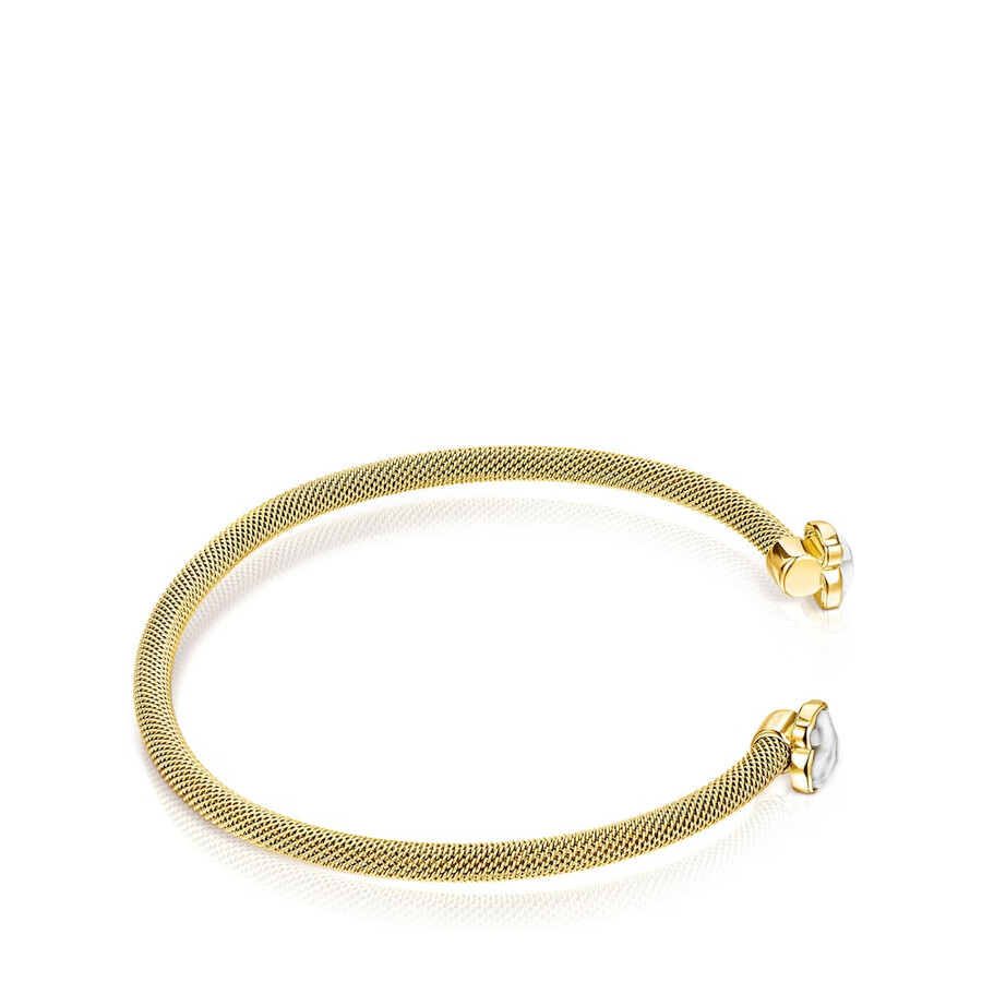 bracciale in maglia di acciaio ip color oro con howlite
