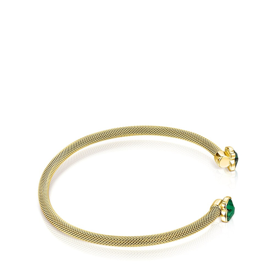 bracciale in acciaio ip color oro con malachite