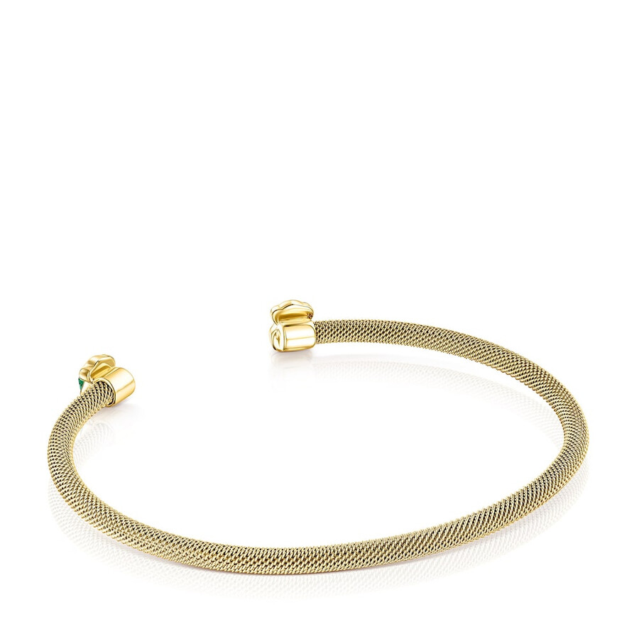 bracciale in acciaio ip color oro con malachite