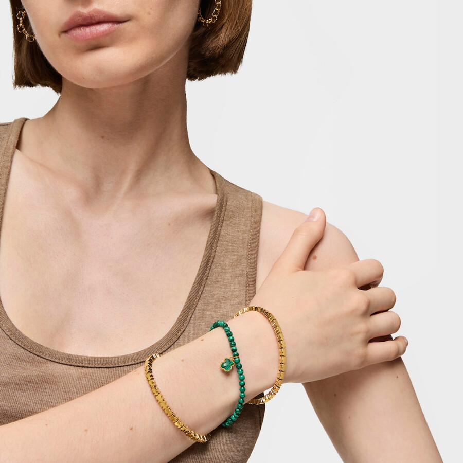 bracciale icon color in argento vermeil e malachite