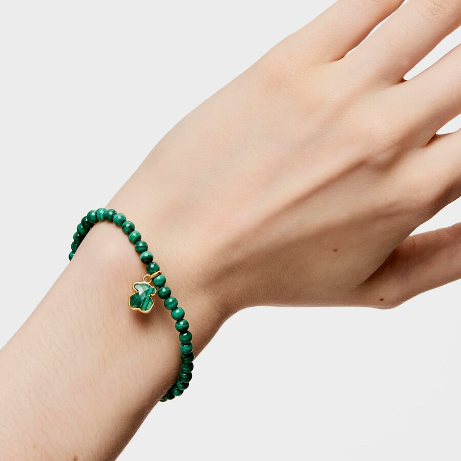 bracciale icon color in argento vermeil e malachite