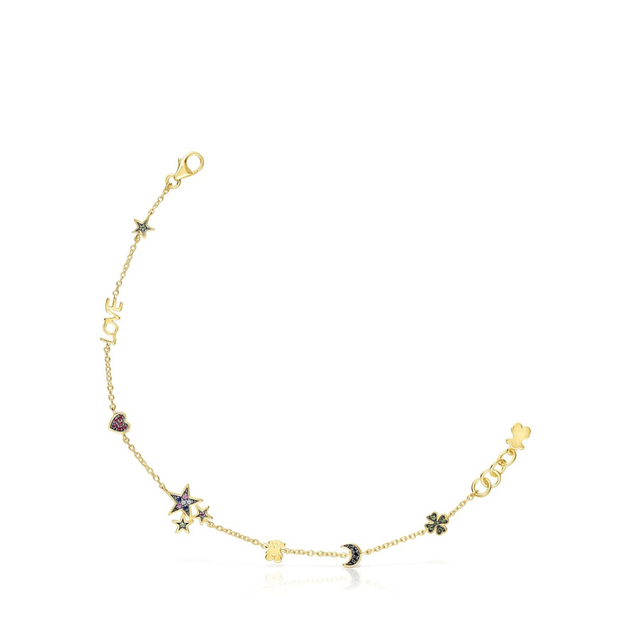 bracciale in argento vermeil con orsetto e pietre preziose