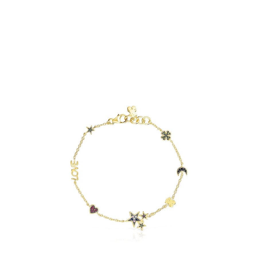 bracciale in argento vermeil con orsetto e pietre preziose