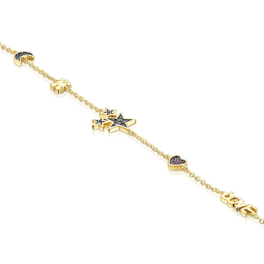 bracciale in argento vermeil con orsetto e pietre preziose
