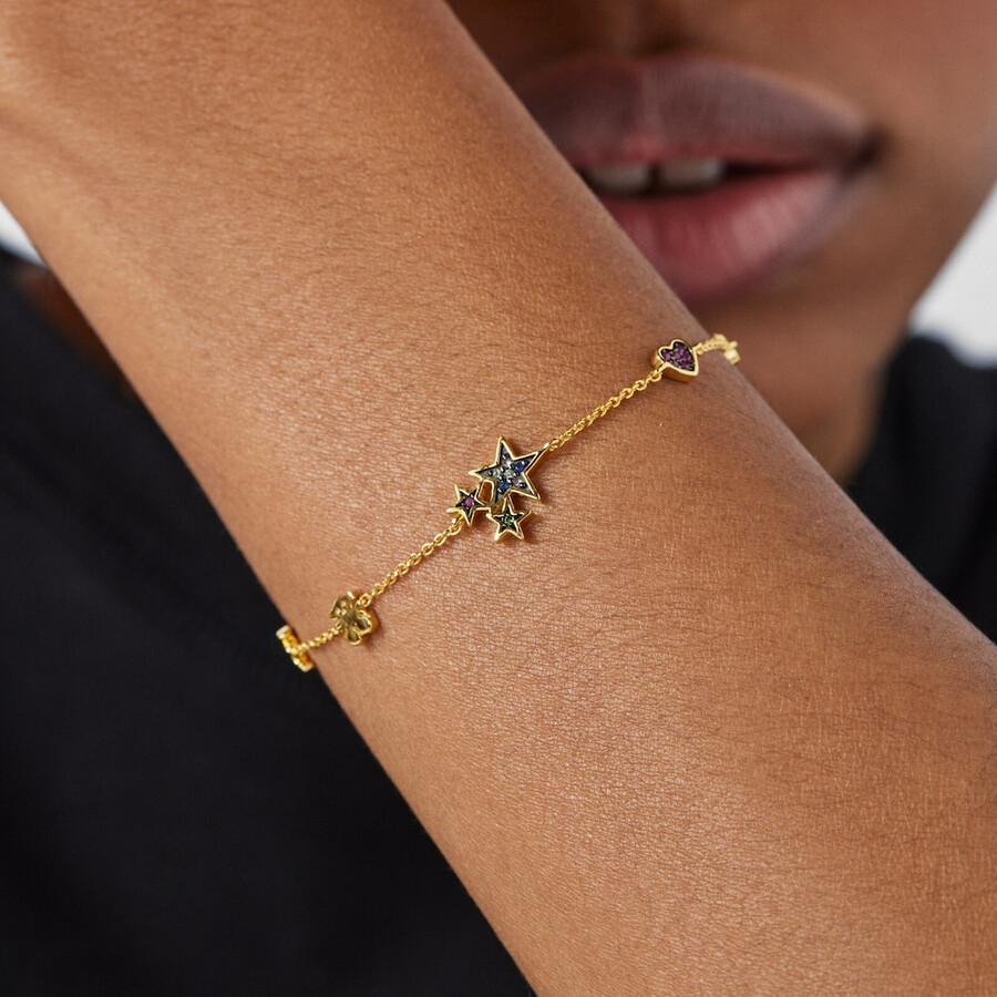 bracciale in argento vermeil con orsetto e pietre preziose