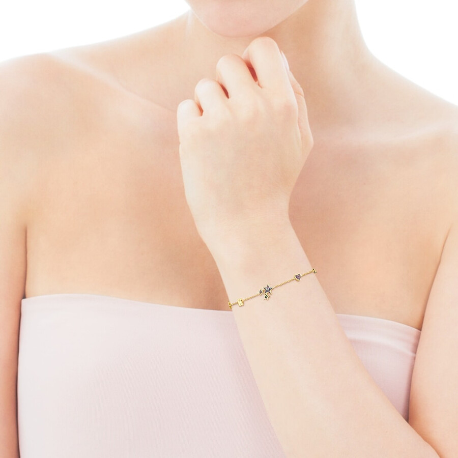 bracciale in argento vermeil con orsetto e pietre preziose