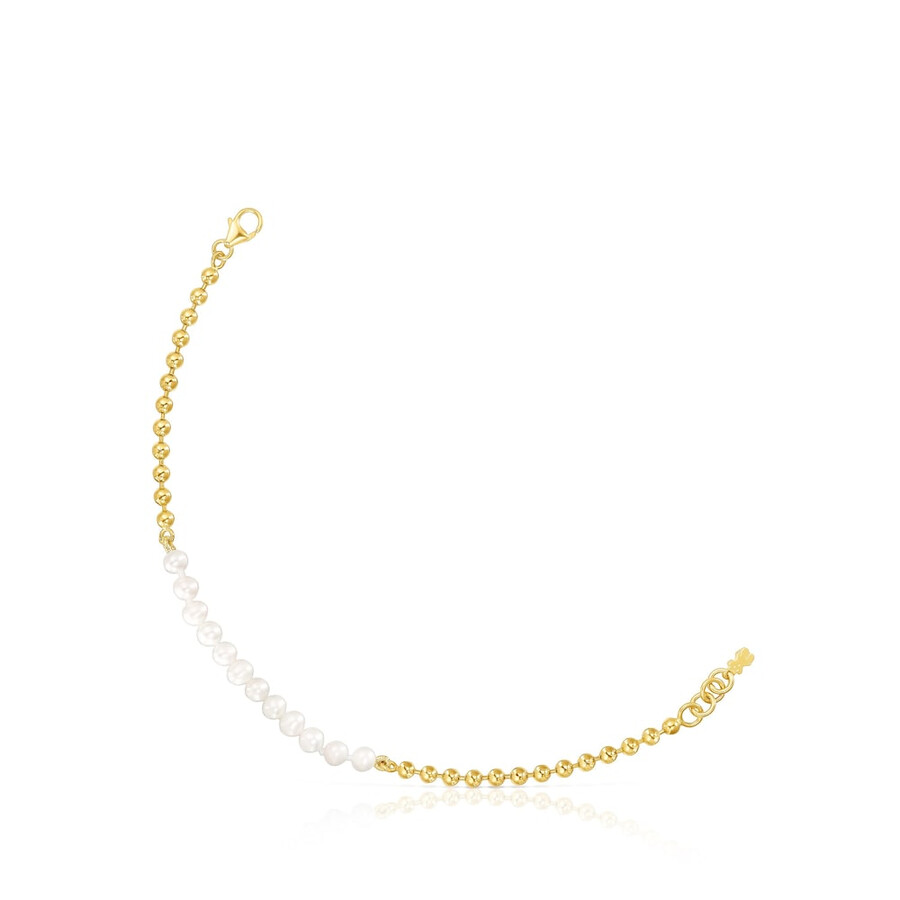 bracciale in argento vermeil lucido con perle