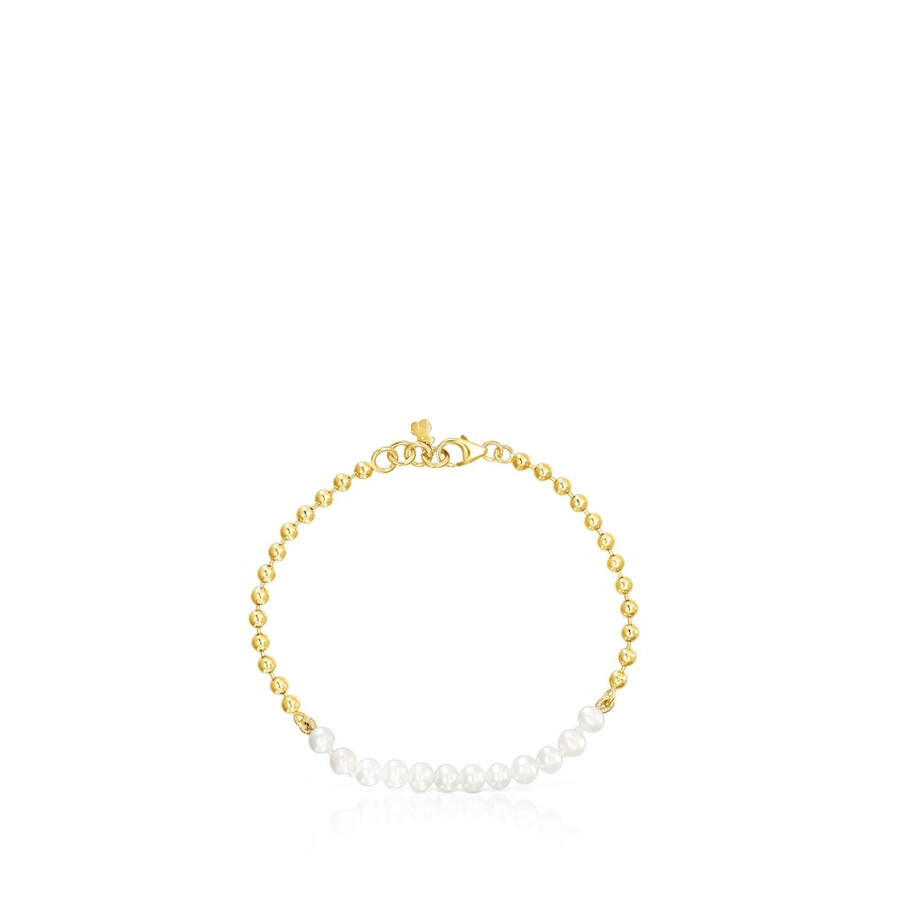 bracciale in argento vermeil lucido con perle