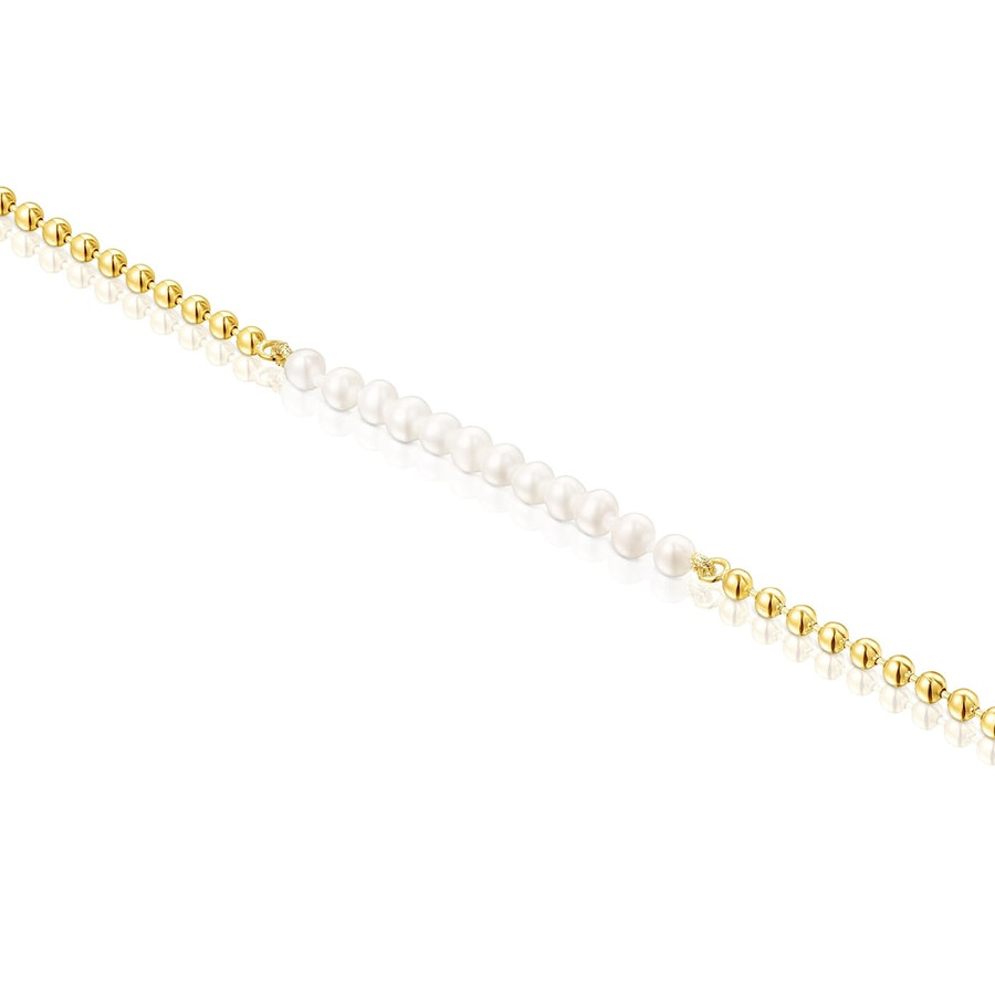 bracciale in argento vermeil lucido con perle