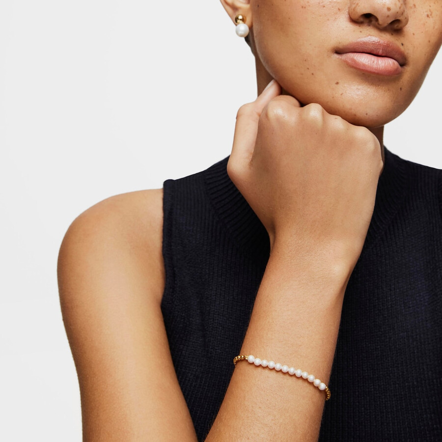 bracciale in argento vermeil lucido con perle