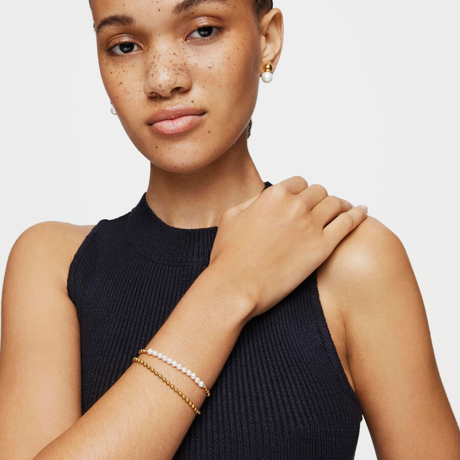 bracciale in argento vermeil lucido con perle