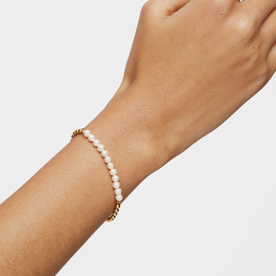 bracciale in argento vermeil lucido con perle