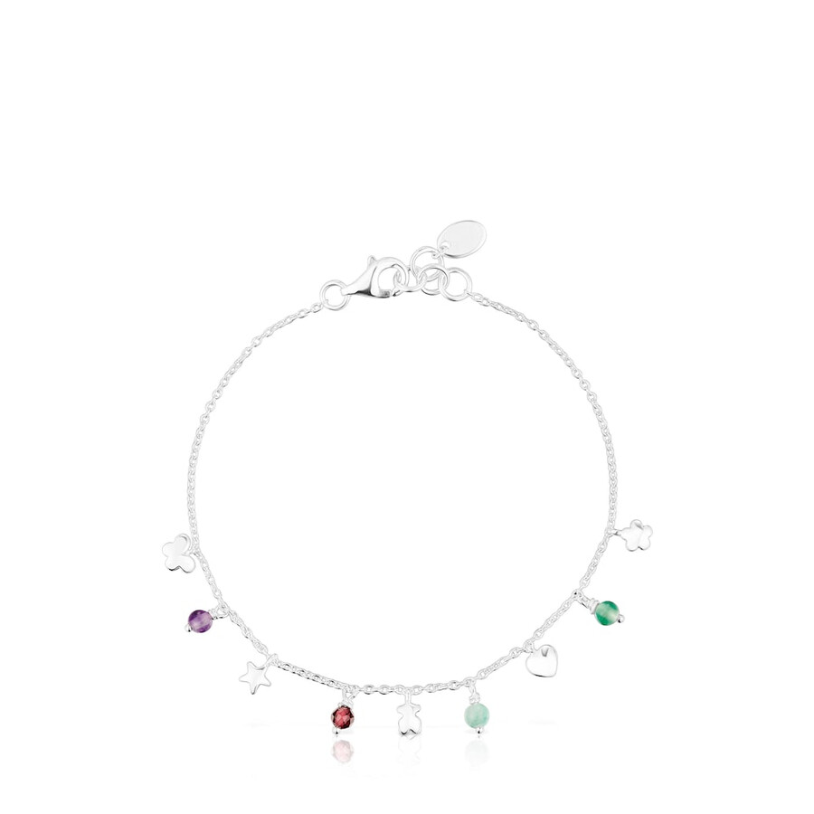 bracciale in argento con motivo audace pietre preziose e motivi