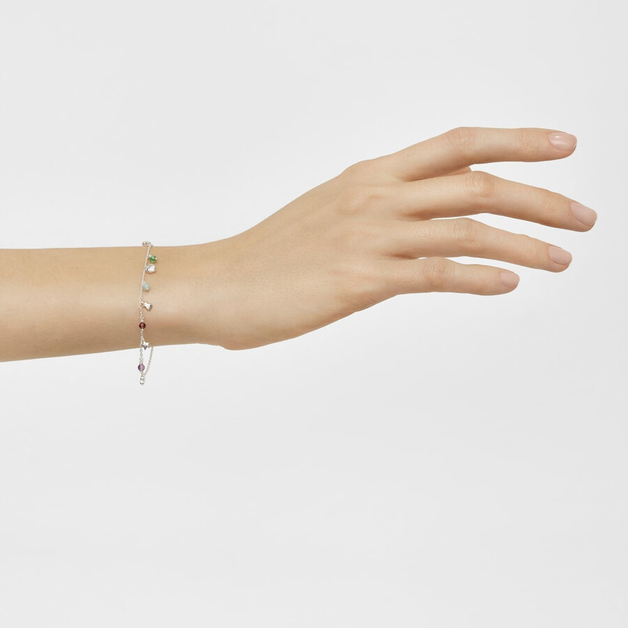bracciale in argento con motivo audace pietre preziose e motivi
