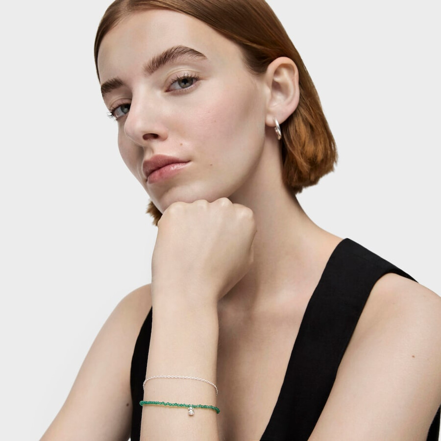bracciale in argento e calcedonio verde trattato bold bear