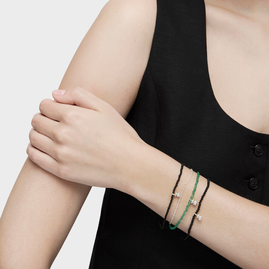 bracciale in argento e calcedonio verde trattato bold bear