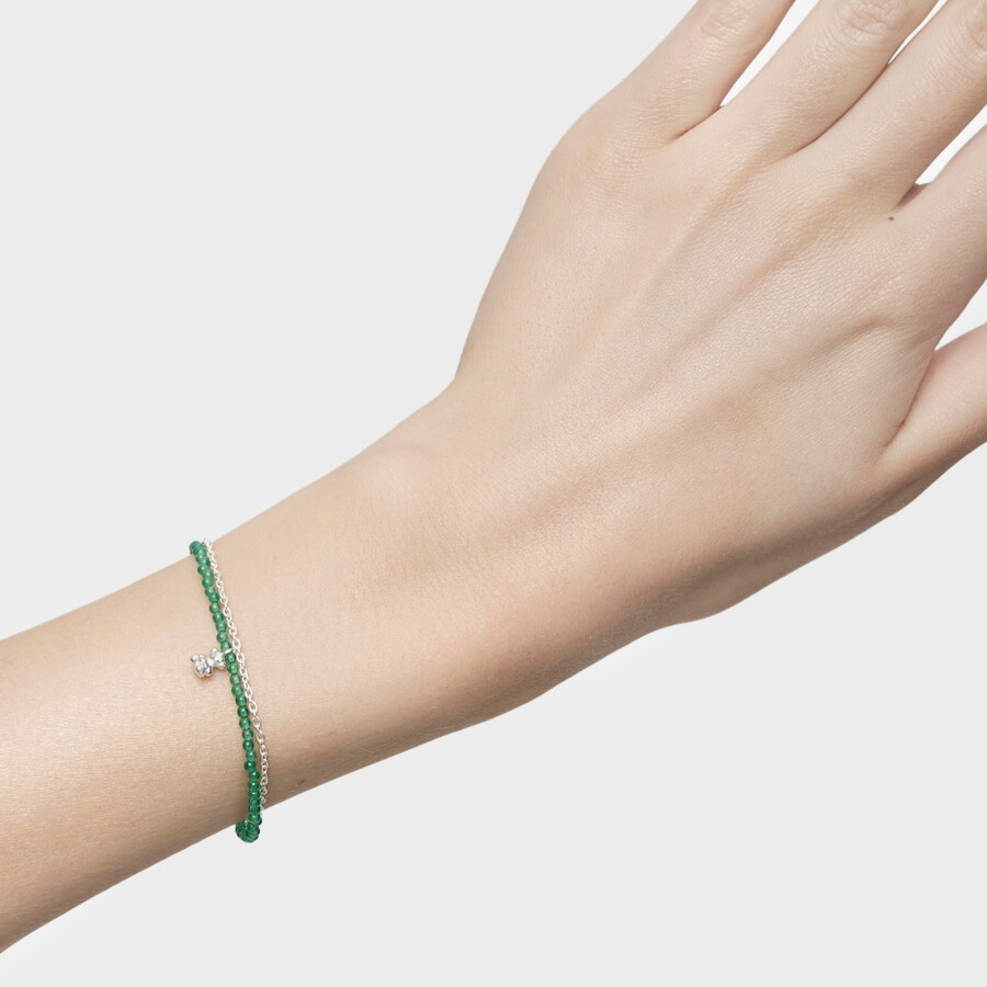bracciale in argento e calcedonio verde trattato bold bear