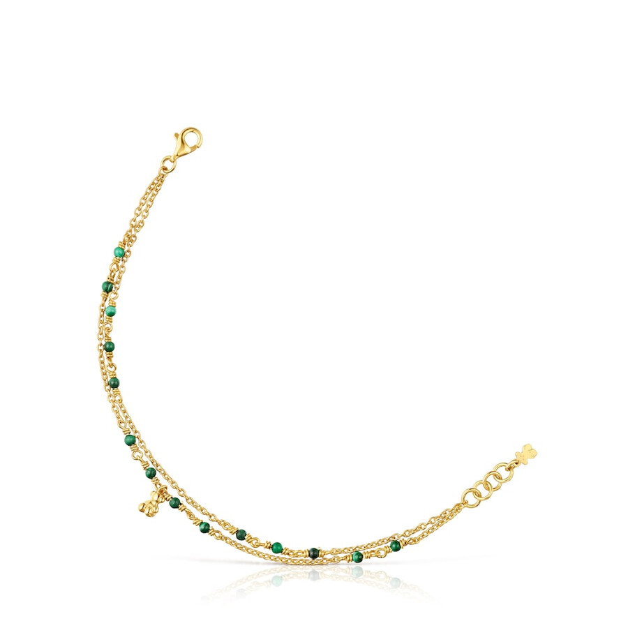 bracciale in argento vermeil e malachite bold bear