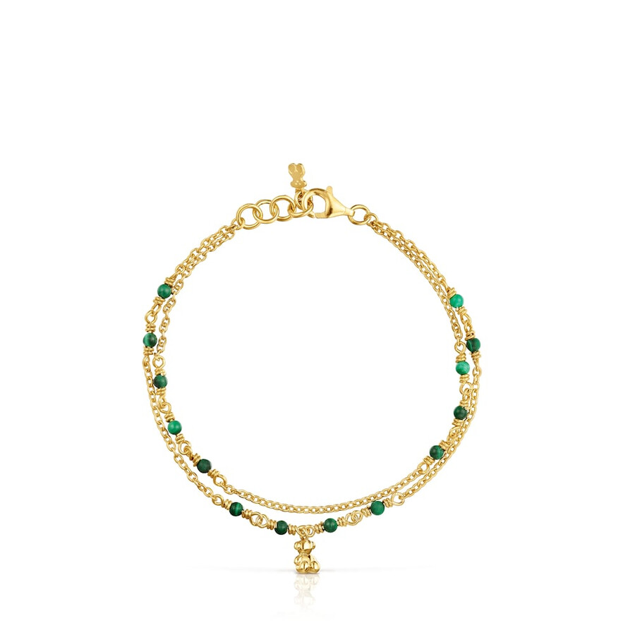 bracciale in argento vermeil e malachite bold bear