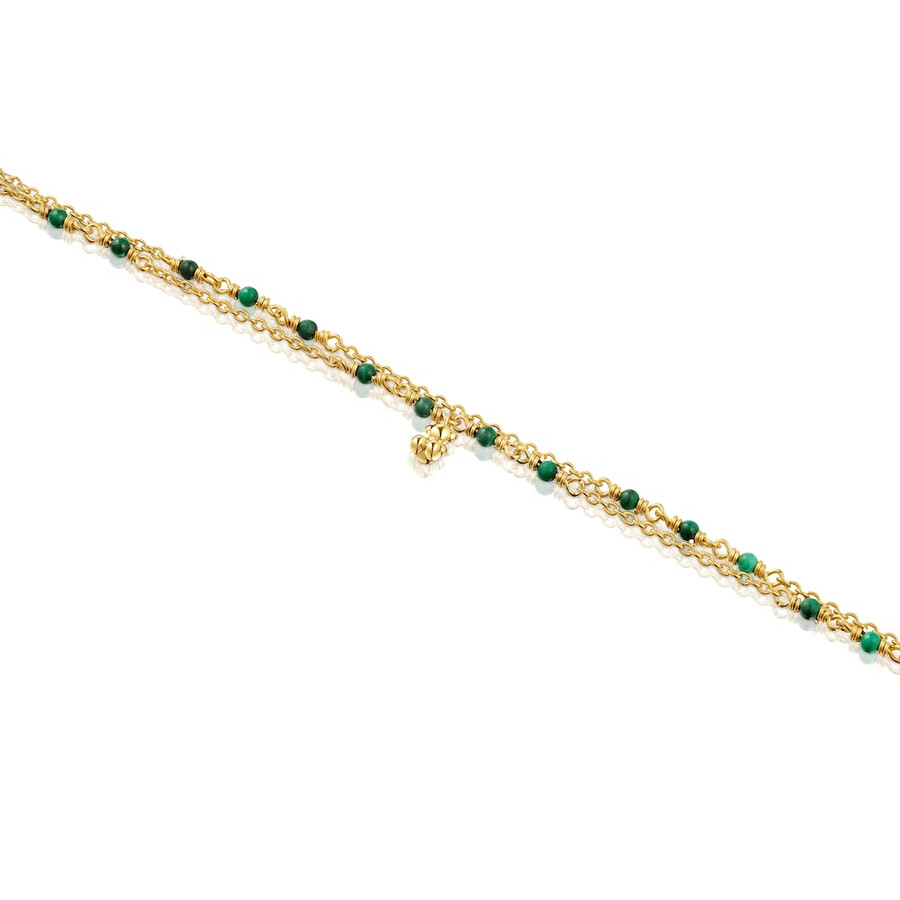bracciale in argento vermeil e malachite bold bear