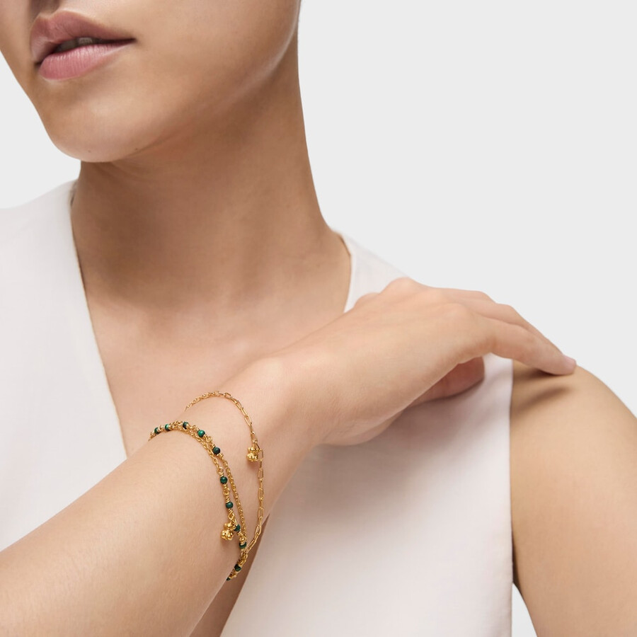 bracciale in argento vermeil e malachite bold bear