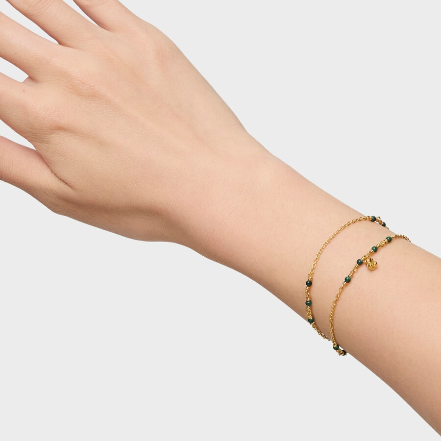 bracciale in argento vermeil e malachite bold bear