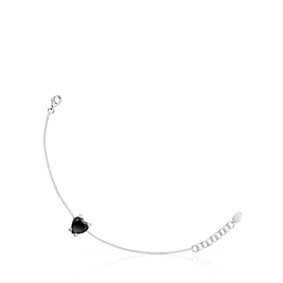 bracciale silver color pills heart con onice