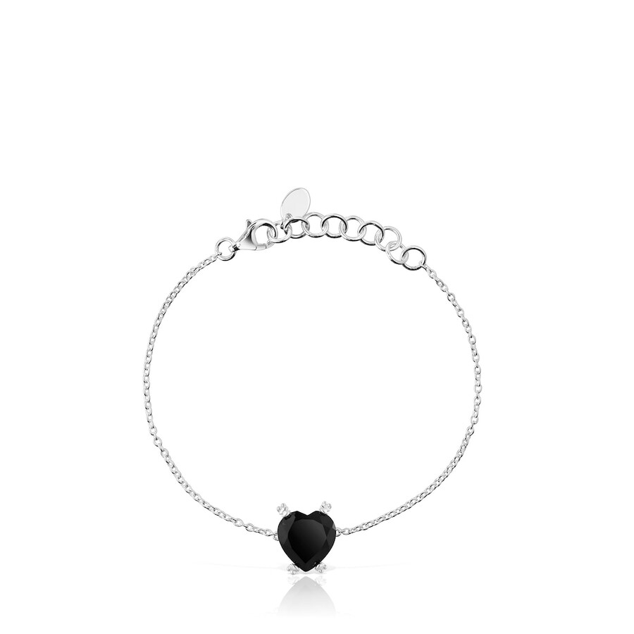 bracciale silver color pills heart con onice