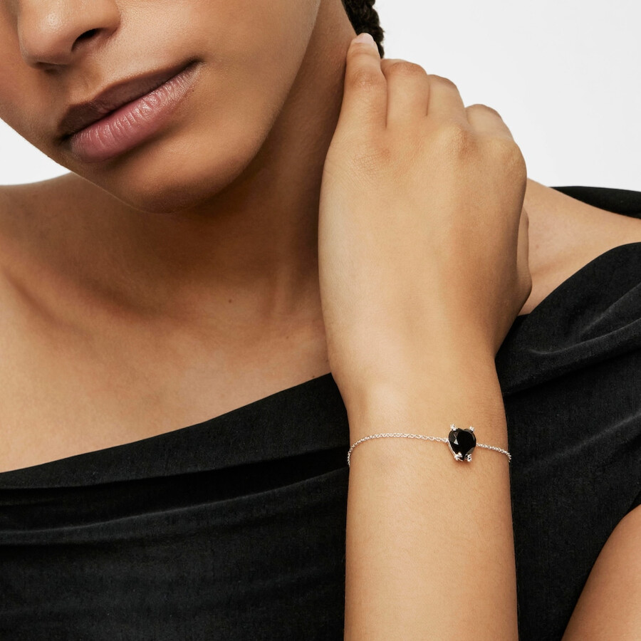 bracciale silver color pills heart con onice