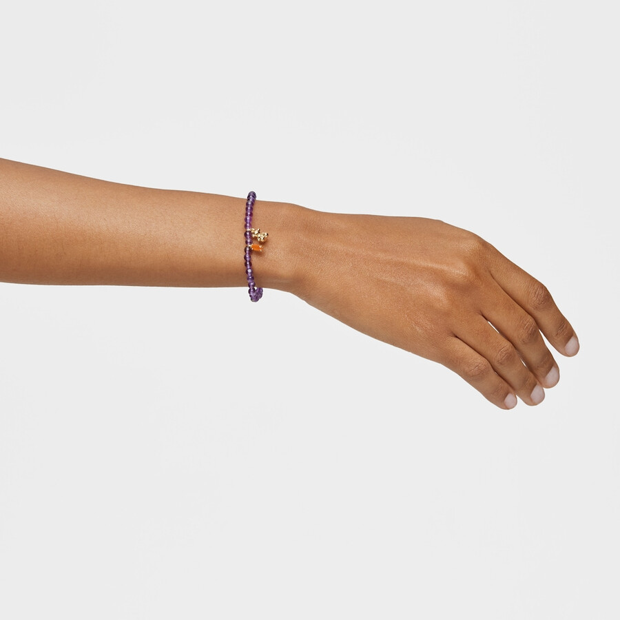 bracciale elastico con placcatura in oro su argento ametista e corniola bold bear